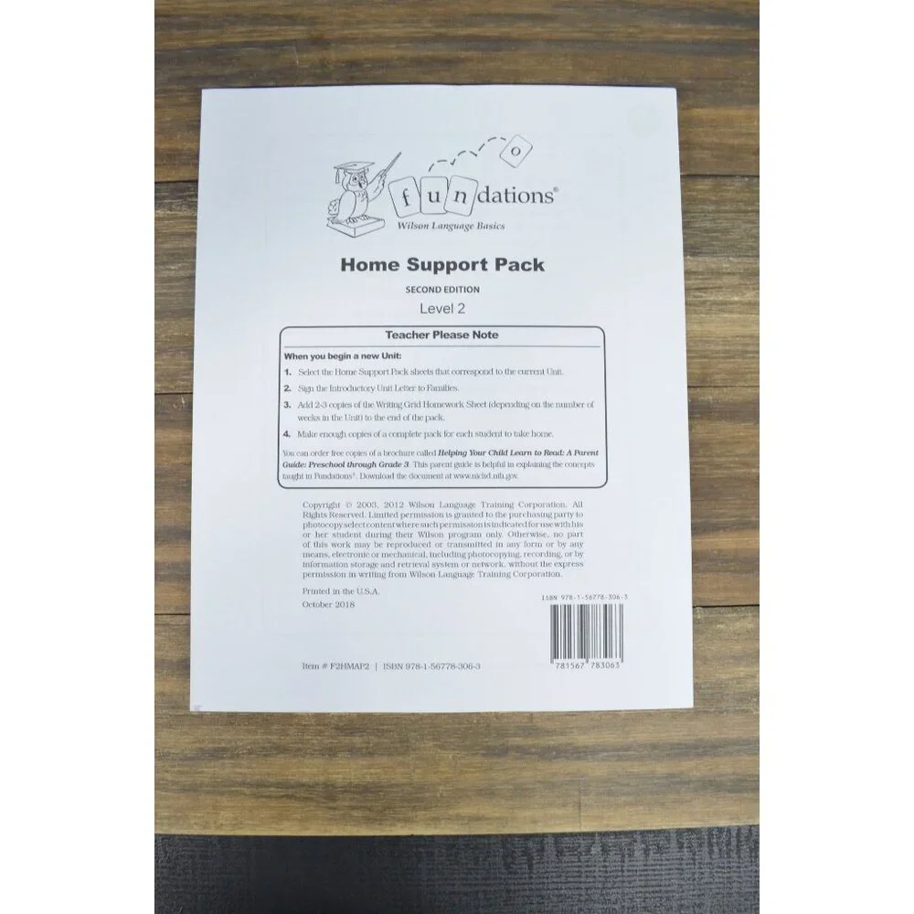 Fundations Home Support Pack 2nd Edition Level 2 F2HMAP2 Loose Leaf